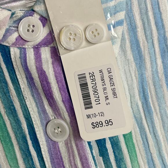 NWT Soft Surroundings Cia Gauze Tunic Shirt Size M Coastal Boho Coverup - Picture 5 of 9